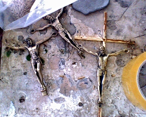 Crucifixes made at the Junxingye Factory in China. Photo smuggled out of the factory by the National Labor Committee www.nlcnet.org 