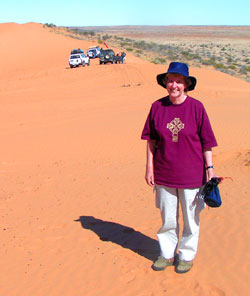 Desert Spirituality participant Rev Heather Griffin heads for the hills