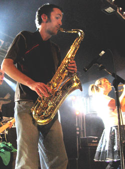 Sounds Like Chicken saxophone player Joel Dawson, onstage. Photo courtesy of Sounds Like Chicken  