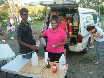 Stephen Kumar and Sulakshi deSilva from the HOME working on the Second Chance Ministry food van supporting the homeless and economic disadvantaged in the Rockhampton community. Photo by Steven Bray