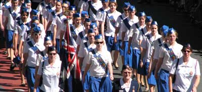 Girls Brigade members march in the Brisbane City Anzac Day Parade. Photo by David Close