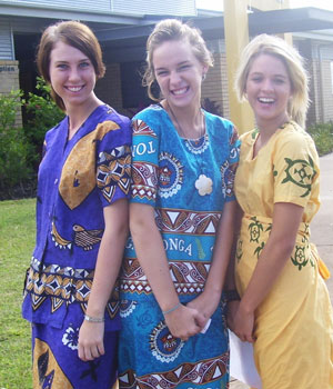Unity College students display Tongan dress during a fundraiser. Photo courtesy of Unity College