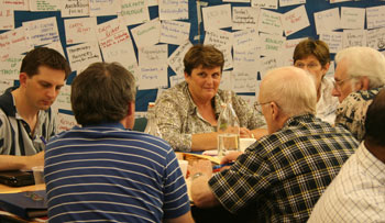 Participants at the first Together on the Way, enriching community workshop discuss the big issues facing the Church. Photo by Mardi Lumsden