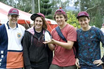 Moggill Day Camp leaders and helpers Brandon Strangman, Shauna Swanepoel, Sam Hartung, and Kurtis Strangman.
