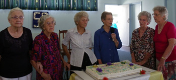 Members of the original Evening Guild: Mildred Morris, Gus Galletly, Coral Bryant, June McLaren, Esme Housman and Blanche McPherson. Photo courtesy of Rosemary Chamberlain
