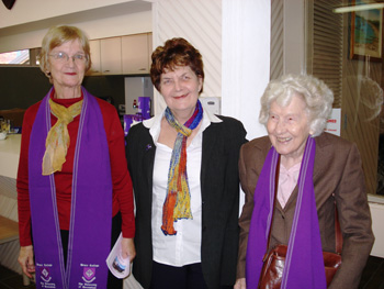 Grace College principals (from left) Berilyn Miller Morrison, current principal Dr Sue Fairley and the original principal Betty Patterson. Photo courtesy of Sue Fairley