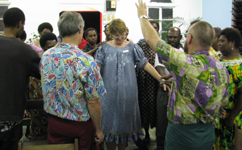 Pastor Jan Bryde being commissioned to ministry on Thursday Island. Photo courtesy of Ian Ness