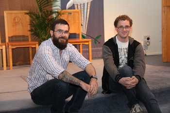 Rev Harlee Cooper and YMIS student Thomas Grealy from Emmanuel Uniting Church. Photo by Tom Kerr