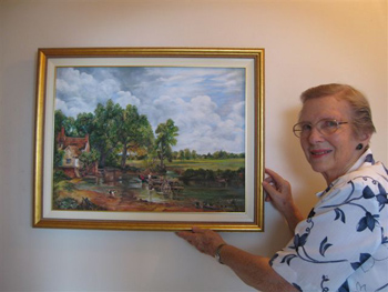 Janette Cope, also a member of our church, with her copy of John Constable’s The Haywain.