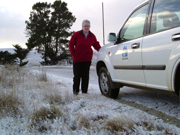 Meg Evans in cooler weather in Tasmania. Photo courtesy of Frontier Services