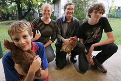 Alexander, Margaret, Grant, and James Cullen-Erickson are making small steps to a sustainable future. Photo by Osker Lau