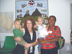The PNG visitors enjoyed dropping in on play group. Photo by Chris Bell
