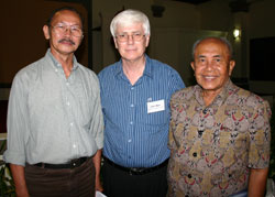 John Barr, centre, with Indonesian church partners. Photo courtesy of UnitingWorld