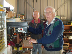 Right: Keith Jones, left, and Syd Abraham in the Men’s Shed. Photo courtesy of Alyson Madsen 