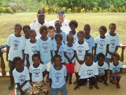 Rev David Vakipide and Keith Young with the Anvhor Boys’ Brigade. Photo by Barbara Young