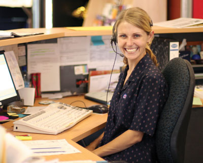 Richelle Watkins on the Synod switchboard. Photo by Osker Lau