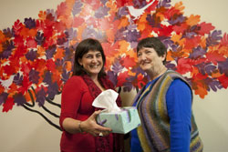 Dr Tracey Burgess-Limerick and Rev Ruth Hill at the Grey Clouds Blue Skies Support Centre. Photo by Mardi Lumsden