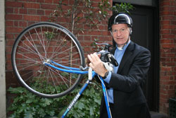 Uniting Church President, Rev Alistair Macrae, enjoys cycling around his hometown. Photo courtesy of Insights 