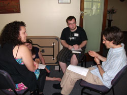 Sondra Paulson, James Ellis and Ben Myers at the 2010 Stretching Faith event. Photo by Katie Evans