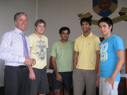 King’s College Master, Greg Eddy, with old collegians Jamie Stanley, Adam Pantlin, Nelson Singh and Pavneet Singh. Photo courtesy of King’s College