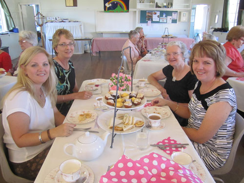Carole Cougan, Narelle Richardson, Noela Gibson, and Annette Coupland enjoy a Mother’s Day High Tea. Photo by Kerry Price