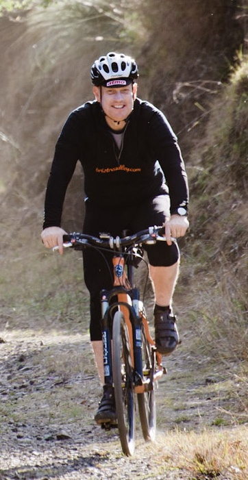Andrew Demack riding on the Brisbane Valley Rail Trail, 2012. Photo courtesy of Andrew Demack