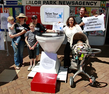 Michelle Rowland, Federal Member for Greenway with local residents supporting the Toilet Tour at Lalor Park Fair, October 2012.  