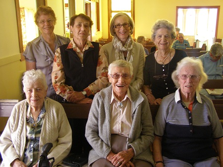 Back row, left to right: Irene Harvey, Elaine Britton, Anne Brown, Gwen Genninges; front row, left to right: Irene Cottam, Aldyth Strang, Kit King. Photo by Jeanette Gillam