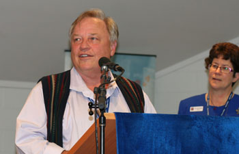 Moderator-elect Rev David Baker addresses the Queensland Synod. Photo: Holly Jewell