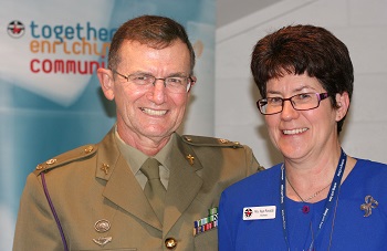 Chaplain Gary Stone and Moderator Kaye Ronalds. Photo: Holly Jewell