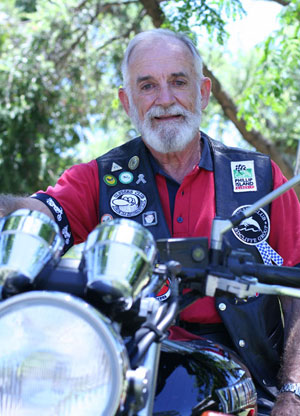 Geoff Maskelyne ready to hit the road with the Ulysses Motorcycle Club. Photo by Mardi Lumsden
