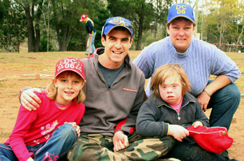 Camper Rebekah, Day Camp director Paul Vandersee, camper Kirsten and mum / leader Jane Dwyer at the end of  an enjoyable week at the Moggill / Karana Downs Day Camp. Photo by Mardi Lumsden