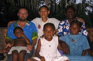 Rev Bruce Cornish with his Haro family hosts in Iokea Village, West Gulf Region, PNG