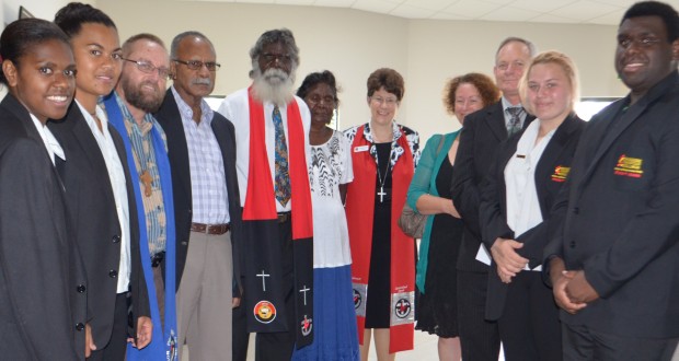 Shalom Christian College students and staff with leaders from the North Queensland and Calvary presbyteries, the Queensland Synod and the Uniting Aboriginal and Islander Christian Congress