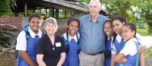 Judy and Alan with students of a Free Wesleyan Church School in Tonga.