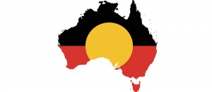 Map of Australia featuring Aborignal flag