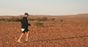 David Holleran, runs across the desert. Photo was supplied.