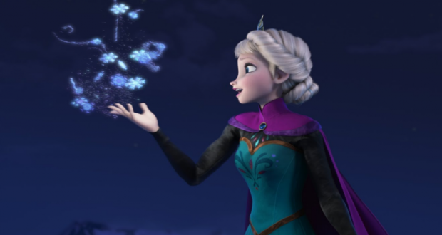 Elsa from Frozen, mid-singing "Let it go." Photo by Walt Disney.