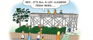 Theology cartoon. Illustration by Phil Day.
