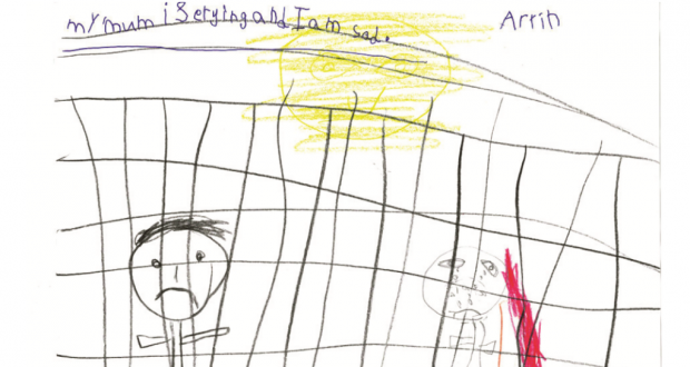 Drawing by Arrith, who was locked up in an off-shore detention centre. Source is Sarah Hanson-Young.