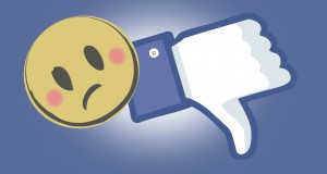 Facebook banner: sad face and unlike button. Graphic by Ashleigh Pesu.