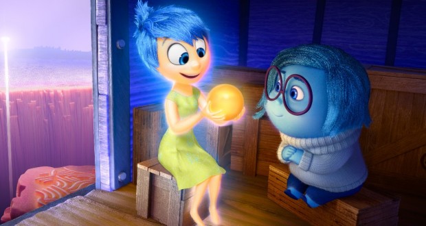 Joy (left) and Sadness (right) in the 2015 animation feature Inside Out. Photo by Disney Pixar.