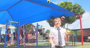 The Lakes College student and Uniting Church member Conor Kikkert juggling. Photo: Ashley Thompson