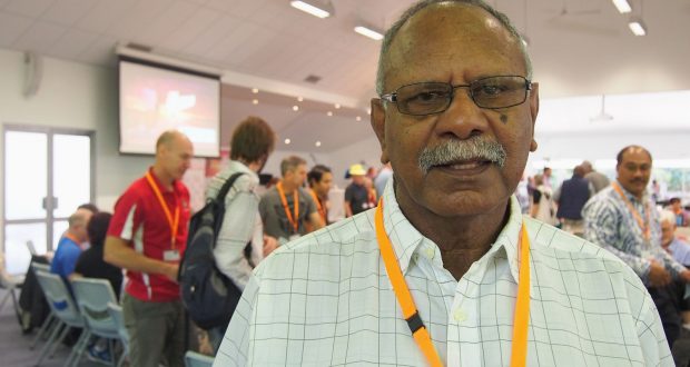 Uniting Aboriginal and Islander Christian Congress chair Rev Dennis Corowa at the 32nd Synod. Photo by Uniting Communications.