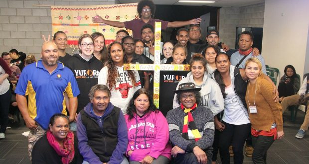 Members of the Uniting Aboriginaland Islander Christian Congress at NYALC 2016. Photo taken by the Uniting Church in Australia, National Assembly.