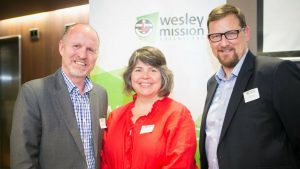 (L—R) Wesley Mission Queensland CEO Geoff Batkin, Queensland Synod general secretary Rev Heather den Houting and director of property and finance Peter Cranna at the launch. Photo by Wesley Mission Queensland.
