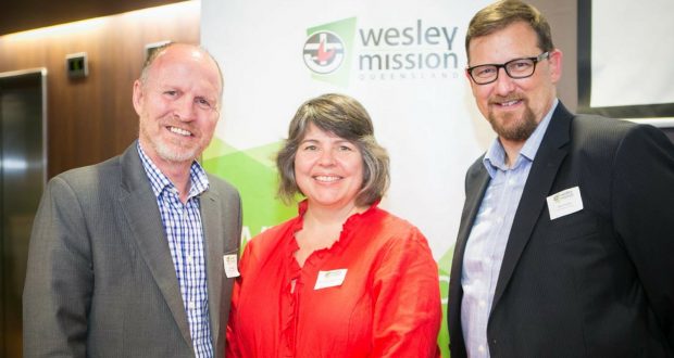 (L—R) Wesley Mission Queensland CEO Geoff Batkin, Queensland Synod general secretary Rev Heather den Houting and director of property and finance Peter Cranna at the launch. Photo by Wesley Mission Queensland.