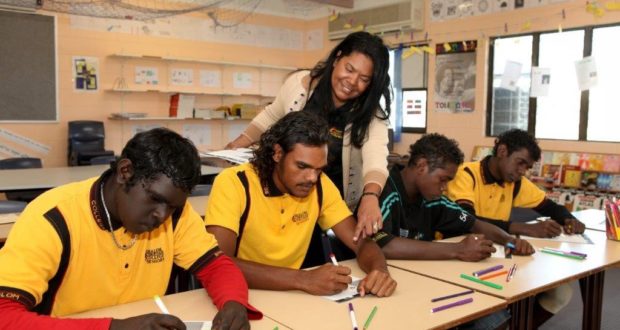Tanya Salam with students at Shalom Christian College. Photo: Supplied